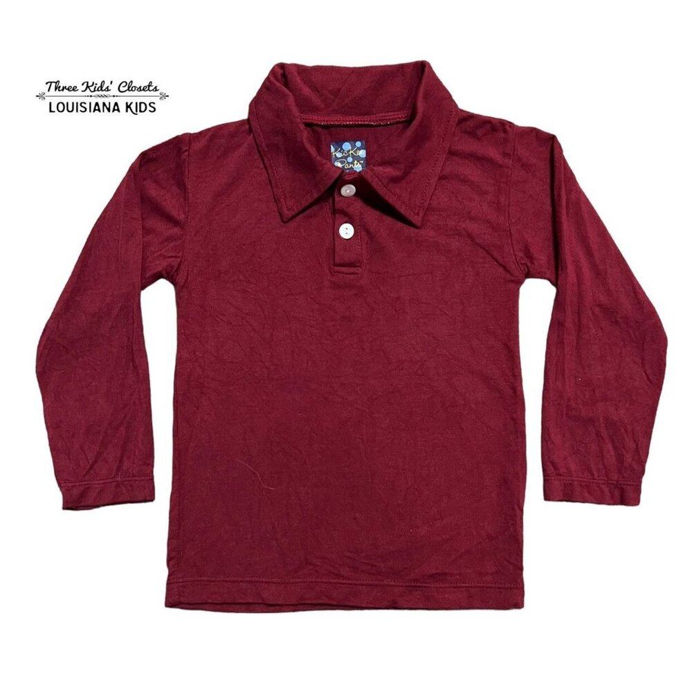 Kickee Pants 18-24m Bamboo Maroon Long Sleeved Polo Shirt